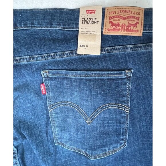 Levis Womens Jeans Classic Straight Sculpt Mid Rise Med Blue Plus Size 22W - Picture 7 of 16